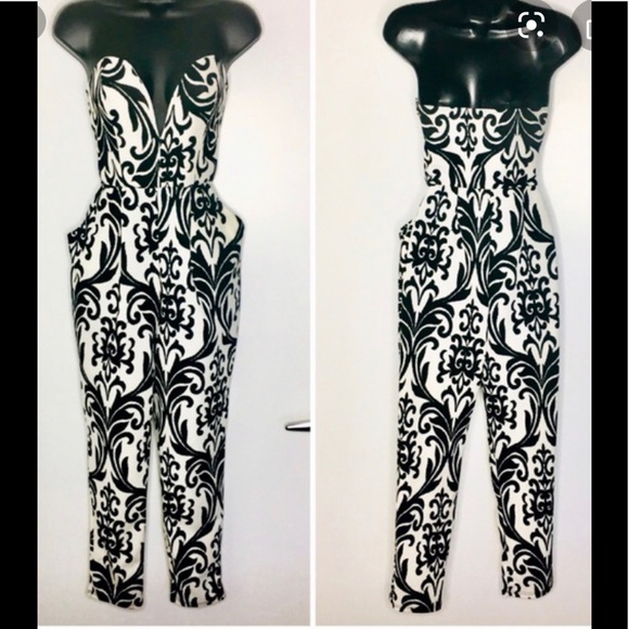 UK2LA Pants - UK2LA Black and White jumpsuit bandeau